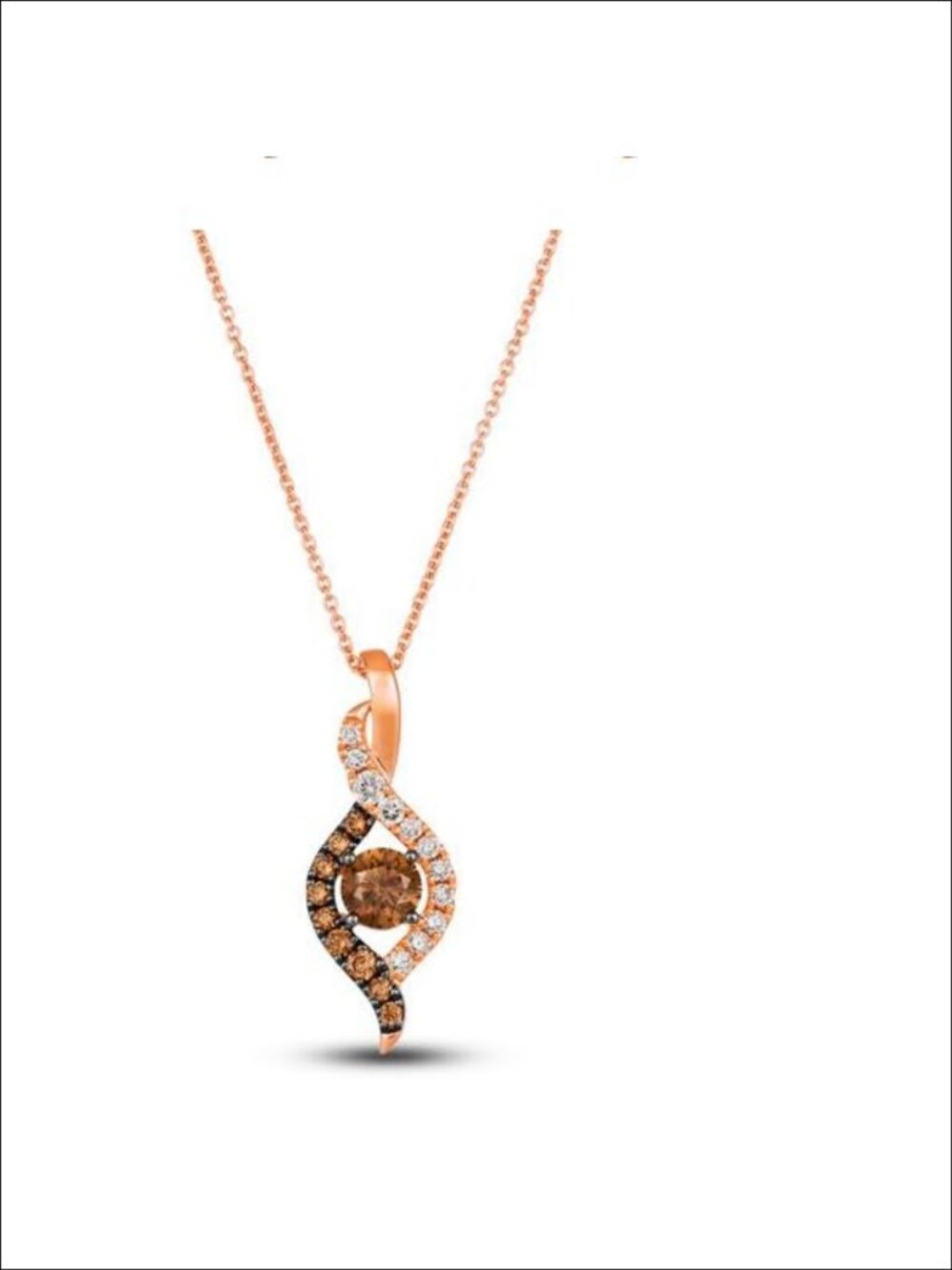 14K Rose Gold Finish Teardrop Pendant Necklace 1.75 Ct Round Simulated Diamond